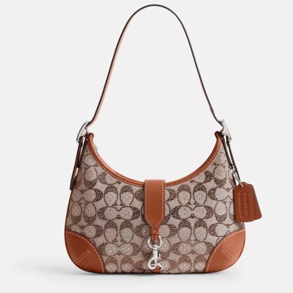 Coach Hamptons Hobo Bag In Crystal Signature Jacquard